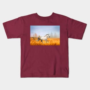 Gray Horse on an Autumn Day Kids T-Shirt